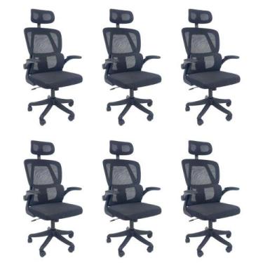 Imagem de Kit 6 Cadeiras de Escritório Presidente Executiva Oficial Legacy Preto