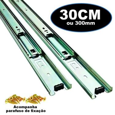 Imagem de Corrediça Gaveta Trilho Telescópico 30cm 30kg 4 Pares - METALNOX