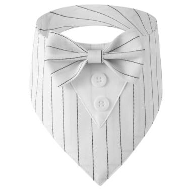 Imagem de Smoking de cachorro, roupa de casamento formal ajustável bandana coleira de smoking para cachorro com gravata borboleta, roupa de aniversário de animais de estimação cosplay (grande)