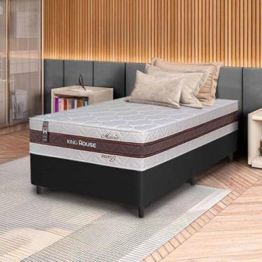 Imagem de Conjunto Box Preto Mali Bege Molas Ensacadas Solteiro 96x203x70 - King House