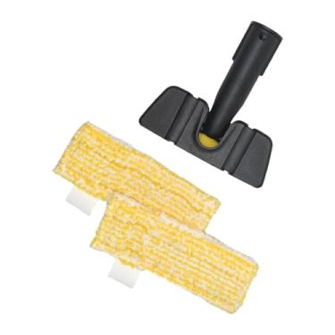 Imagem de ＫＬＫＣＭＳ Adaptador para esfregão de limpeza a vapor, cabeça de limpeza a vapor, peças de reposição estáveis, acessório para bico de piso, portátil para rejunte, com 2 Mops Amarelos