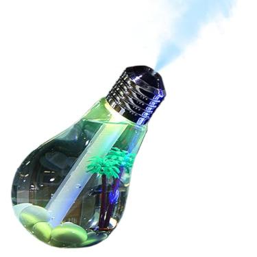 Imagem de Umidificadores para Quarto | 400ml 7 Cores USB Humidificador Pessoal De Mesa,Design de Lâmpada Purificadora Recarregável Para Casa, Viagens e Presentes