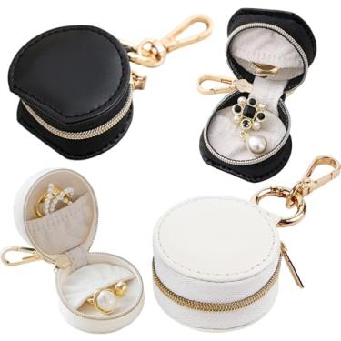 Imagem de KuuGuu 2 peças porta-joias porta-chaves porta-joias de viagem, estojo de armazenamento portátil para academia esportiva caixa de armazenamento de anel de couro PU mini brincos bolsa versátil caixa