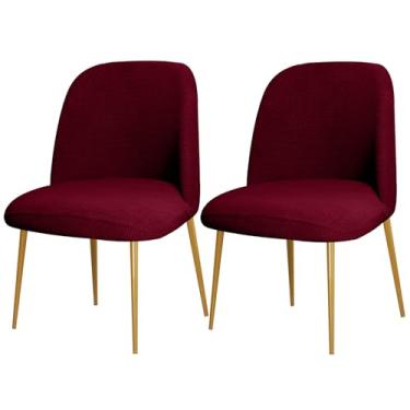 Imagem de 2pcs Curved Back Upholstered Dining Chair Covers, Armless Stretch Chair Cover, Reusable Protector Dining Chair for Office Dining Room Banquet Home Party Decor(Red)