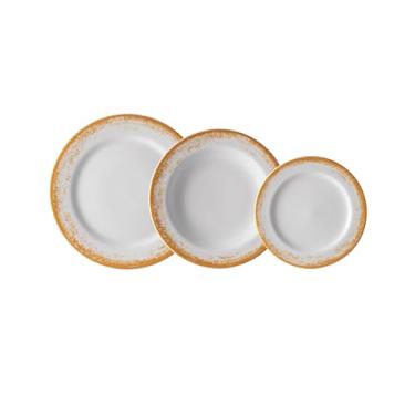 Imagem de Serviço de Baixela 18 Peças em Porcelana, Decoração Névoa Mostarda, Porcelana Schmidt