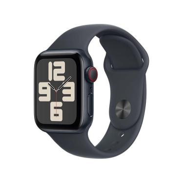 Imagem de Apple Watch SE GPS + Cellular Caixa Prateada de Alumínio 44mm Pulseira Esportiva Denim M/G-Unissex