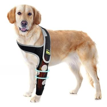 Imagem de Suporte de ombro e cotovelo para cães – Manga anti-lamber para deslocamento do ombro, lesões no cotovelo, recuperação pós-operatória – suporte de perna frontal refletivo e respirável, alternativa de