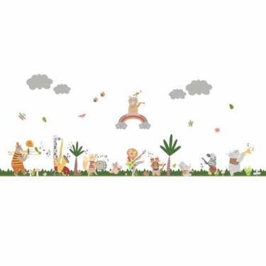 Imagem de Adesivo de Parede Infantil Safari Banda com Bichos tocando instrumento