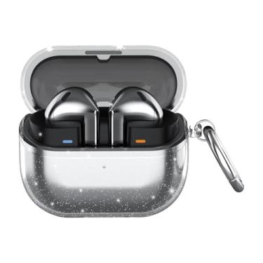 Imagem de Capa de TPU macio para Galaxy Buds3/Pro - Capa para fones de ouvido com chaveiro para Galaxy Buds3 Pro, glitter transparente