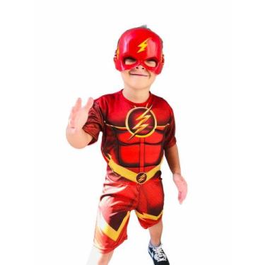 Imagem de Fantasia Infantil do Flash Curta Com Máscara e Enchimento - RR STORE 2