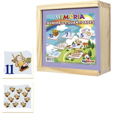 Imagem de Jogo da Memória Numerais e Quantidades Caixa em Madeira