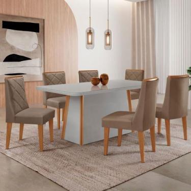Imagem de Mesa de Jantar Diane 180cm Tampo MDF Vidro com 6 Cadeiras Isadora Mode