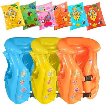 Imagem de Colete Inflável Salva Vidas Infantil Praia Piscina + Boia de Braço Inf