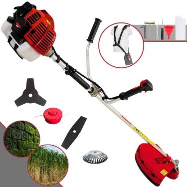 Imagem de Roçadeira Profissional Kawashima KW43-L Motor 2 Tempos 43cc 10.000rpm 1,7HP de Potência Com Carretel e Faca 3 Pontas + Faca 2 Pontas + Escova de Aço