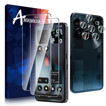 Imagem de Anoowkoa Pacote com 2 protetores de tela para Nothing Phone 3 2025 (Não há nada para telefone 3a e 2 unidades de proteção de vidro temperado para lentes de câmera. Dureza 9H. Suporta desbloqueio de