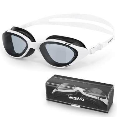 Imagem de VegoVia Óculos de natação para adultos para homens e mulheres, óculos de natação para piscina, antiembaçamento, proteção UV, juvenil, água branca, óculos de natação à prova d'água com estojo de óculos
