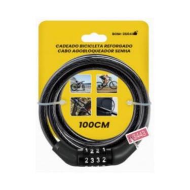 Imagem de Cadeado para Bicicleta com Senha, Cabo de Aço 8mm x 100cm, Preto