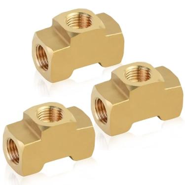 Imagem de Mupera Acessórios de linha de freio universal 3/16 - 3 peças de encaixe de linha de freio 3/16 atualizado, latão 3/8-24 rosca invertida flare 3 vias Tee de linha de freio para combustível/AIR/Lquid