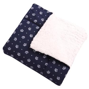 Imagem de Cobertor Para Bebê Estampado Dupla Face Manta Coroa Azul Marinho