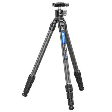 Imagem de Leofoto Tripé de câmera profissional, tripé compacto de fibra de carbono de 114 cm para câmera de vídeo DSLR, 4 seções de perna, cabeça esférica de 360°, carga máxima 6 KG/5,9 kg (LS-224CX+LH-25)