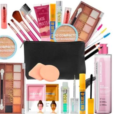 Imagem de Kit Maquiagem Premium Mia Make Batom Base Sombra Pó Pincel - Bella Fem