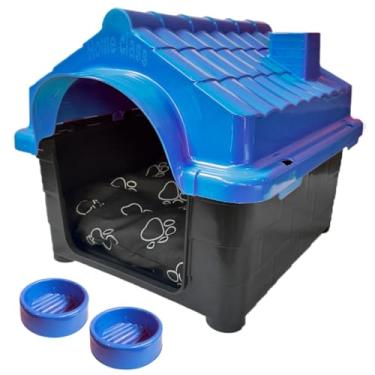 Imagem de Casinha De N4 + Comedouro Bebedouro 2 Em 1 Caminha Para Cachorro(Azul)