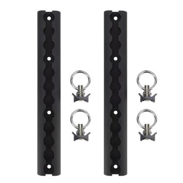 Imagem de Jiawu L de Amarração Pista, 304mm de Alumínio L Rail de Amarração Com 4 Anéis Redondos para Motocicletas ATVs Dirt Bikes Caminhões de Picapes, Instalação Fácil, de Amarração do Reboque (Preto)