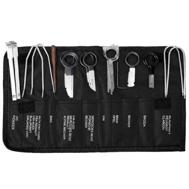 Imagem de Wogomz Kit de ferramentas de remoção de rádio de carro, 20 peças, chave de remoção de CD estéreo de áudio de carro profissional e kit de ferramentas para remoção de chaves e ferramentas de remoção de