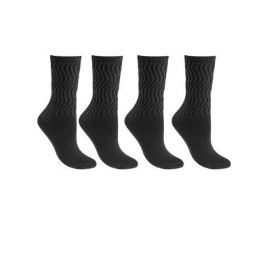 Imagem de Meia Kit 4 Pares Selene Feminina Algodão Aeróbica Longa 4900, Preto, 3