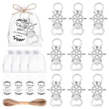 Imagem de Pacote com 50 abridor de garrafas de leme, lembrancinha de festa náutica para convidados, presentes náuticos para aniversário do velejador, festa do dia dos pais, lembranças de devolução (prata)