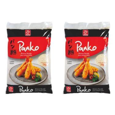 Imagem de Kit 2 farinha panko alfa mistura flocada p/ empanados 1kg