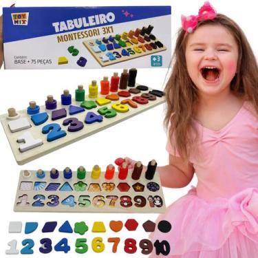 Imagem de Tabuleiro Sensorial Montessori Brinquedo Encaixe Madeira - Toy Mix