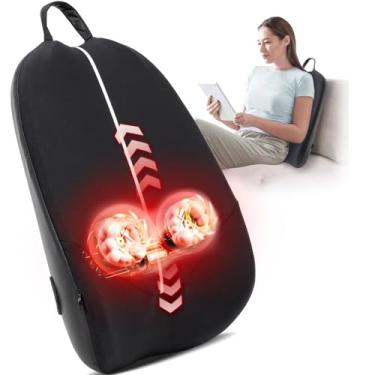 Imagem de AOVOJRM Massageador Shiatsu para as costas com calor, massageador para cima e para baixo para alívio da dor nos tecidos profundos, almofada de cadeira de massagem portátil, massagem de amassar para