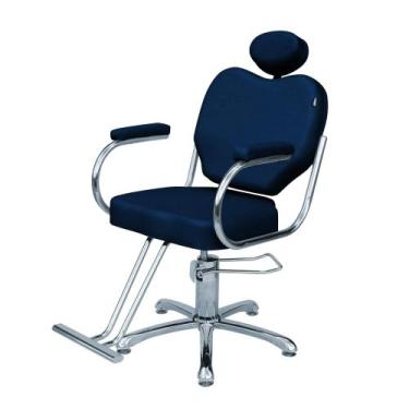 Imagem de Cadeira Poltrona Para Salão Hidráulica Talita Fixa Azul Marinho - Move