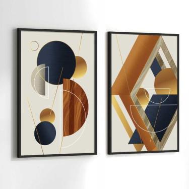 Imagem de Conjunto Quadros Decorativos com Moldura Abstrato Moderno Geometrico K
