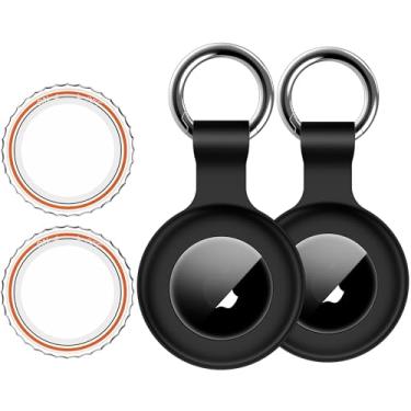 Imagem de Pacote com 2, suporte de Airtag IPX8 à prova d'água para Apple Air Tags com chaveiro, capa de GPS à prova de choque [antiarranhões] [PC + silicone] capa localizadora de itens Air-Tag para animais de