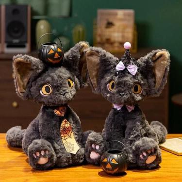 Imagem de Boneco De Pelúcia Devon Gato Kawaii Para Halloween, Almofada Lanternin