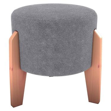 Imagem de Puff Decorativo Para Sala Luxo 44x44 Cm Boucle F497 Milani Store Cinza