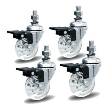 Imagem de 4 Rodizio Gel Cristal 50mm X 3/4 Com Espiga Com Freio - COLSON