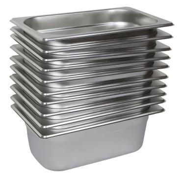 Imagem de 10 Cubas Gastronômica Buffet GN 1/4 100mm Aço Inox Sem Alça