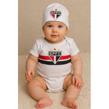 Imagem de Conjunto Time tricolor torcedor fanático 3 peças Body shorts boina beb