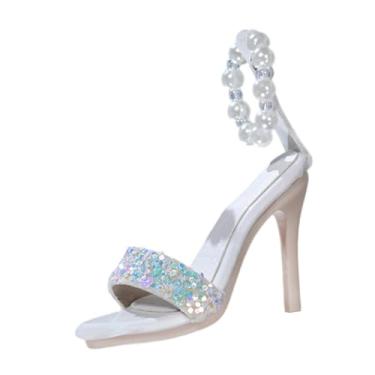 Imagem de oshhni Sapatos de boneca em miniatura em escala 1:4, salto alto feminino, acessórios elegantes para fantasias de bonecas, bonecos de ação femininos, Branco