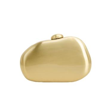 Imagem de Bolsa clutch elegante de metal, bolsa dourada para festas noturnas, bolsa feminina para ocasiões especiais