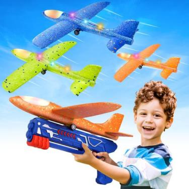Imagem de Brinquedo lançador de avião Fuwidvia LED Foam Glider, 33 cm, pacote co