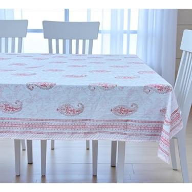Imagem de Toalha de mesa de outono 100% algodão – Toalha de mesa de jantar quadrada com estampa bloco de mão para jantar, Hoildays, casamentos e decoração de outono, toalha de mesa de Natal (estampa dupla de