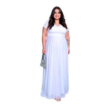 Imagem de Vestido Longo de Festa Plus Size - Glamoor Festa, Branco, G2