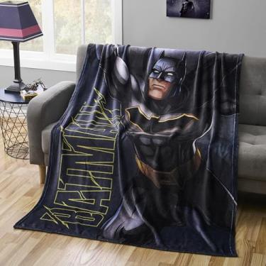 Imagem de Manta de personagem Batman – Cobertor Micro Raschel macio e aconchegante 116,8 cm x 152,4 cm – Cobertor leve de pelúcia ultra macio para meninos e meninas