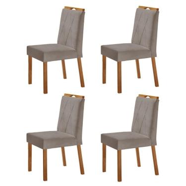 Imagem de Kit 4 Cadeiras Bela Com Puxador Móveis Minas Cor Veludo Cinza