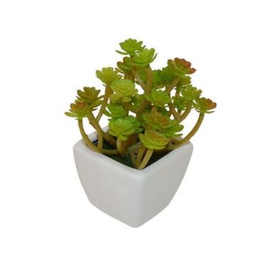 Imagem de Suculenta Cacto de Folhas Artificial em Vaso de Louça 15cm - Bela Flor
