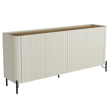 Imagem de Aparador Buffet Sala de Jantar 4 Portas Brise Pés Industrial Preto Naim I03 Luna Louro - Lyam Decor